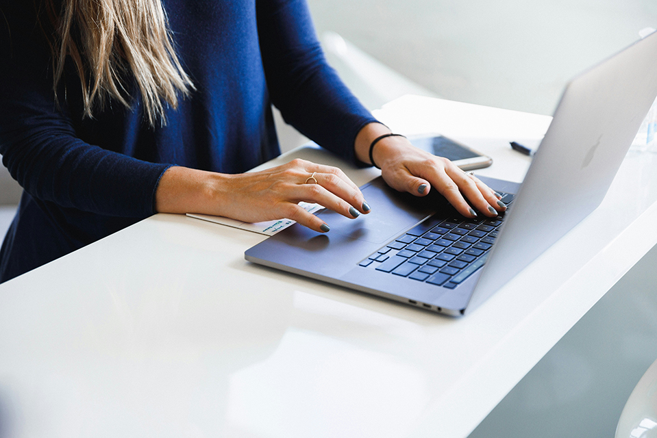 Woman using laptop